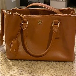 Tory Burch brown satchel medium size